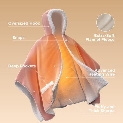 GentleSoft® Heated Sherpa Fleece Blanket Hoodie