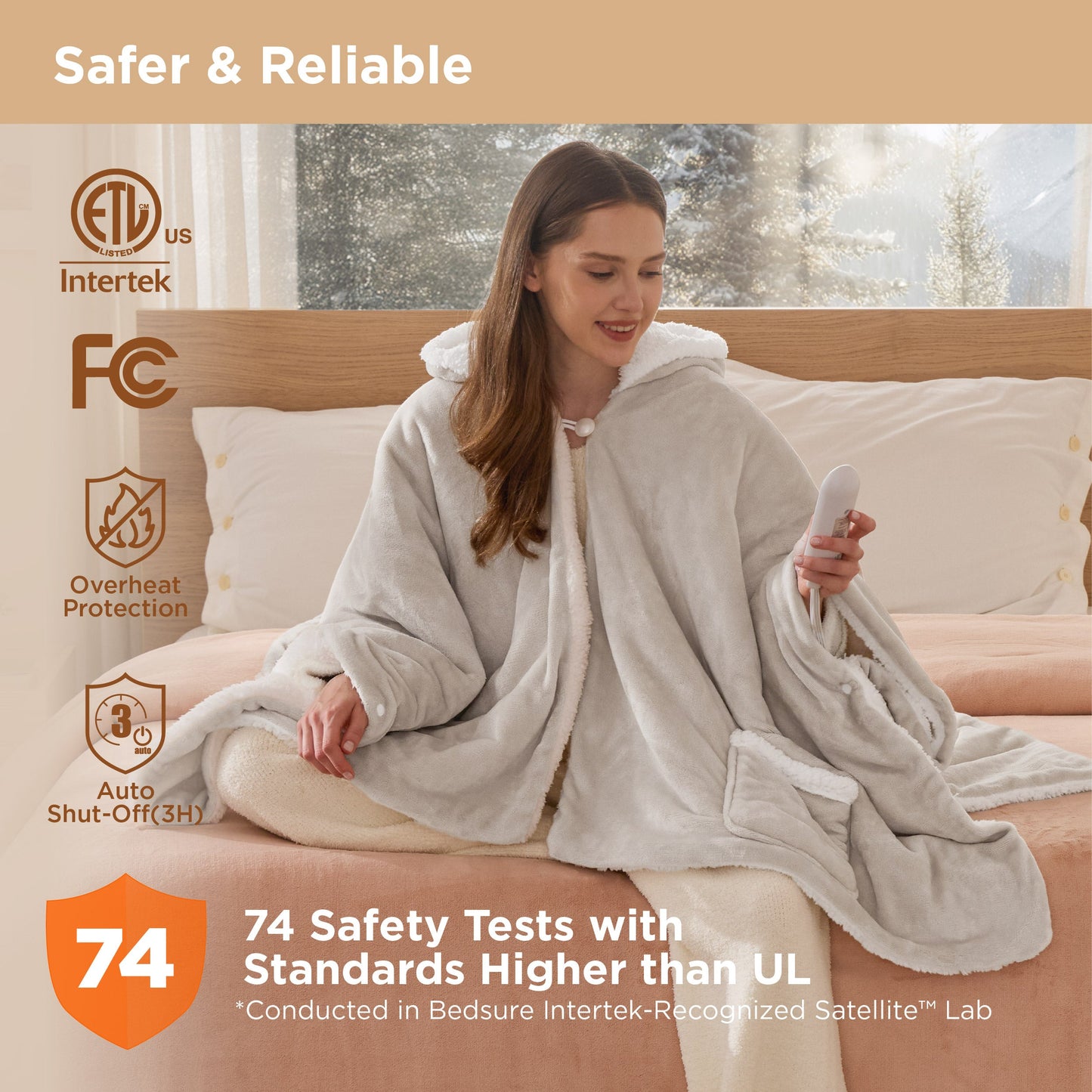 GentleSoft® Heated Sherpa Fleece Blanket Hoodie