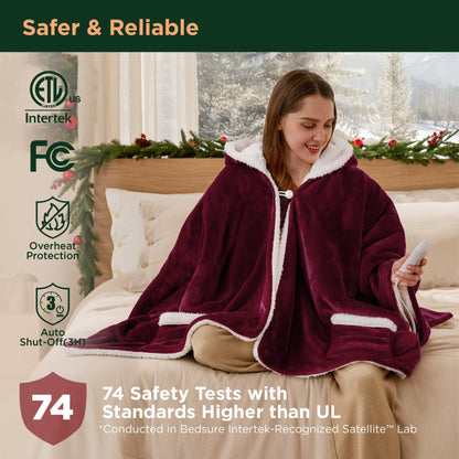 GentleSoft® Heated Sherpa Fleece Blanket Hoodie