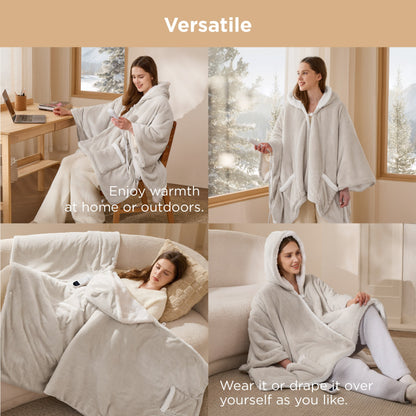 GentleSoft® Heated Sherpa Fleece Blanket Hoodie