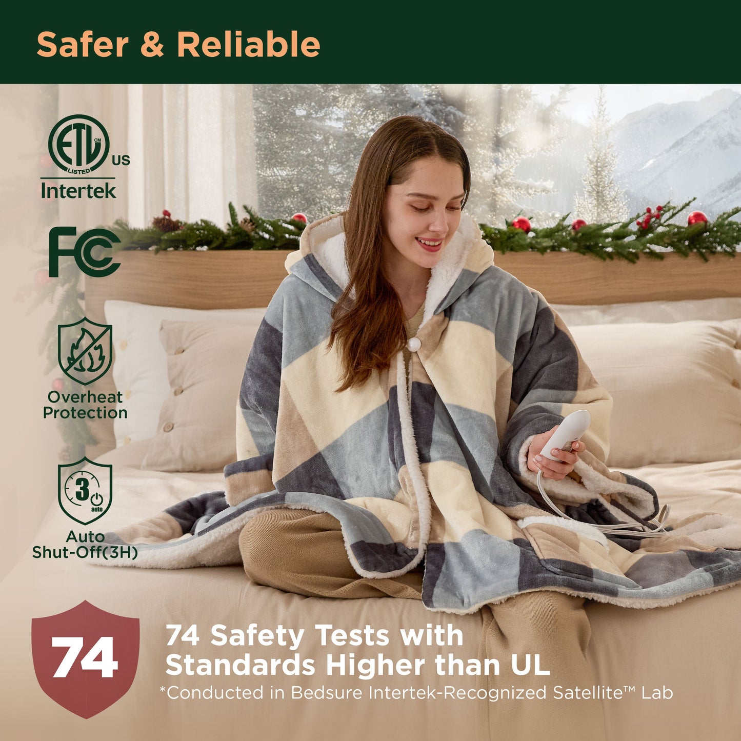 GentleSoft® Heated Sherpa Fleece Blanket Hoodie