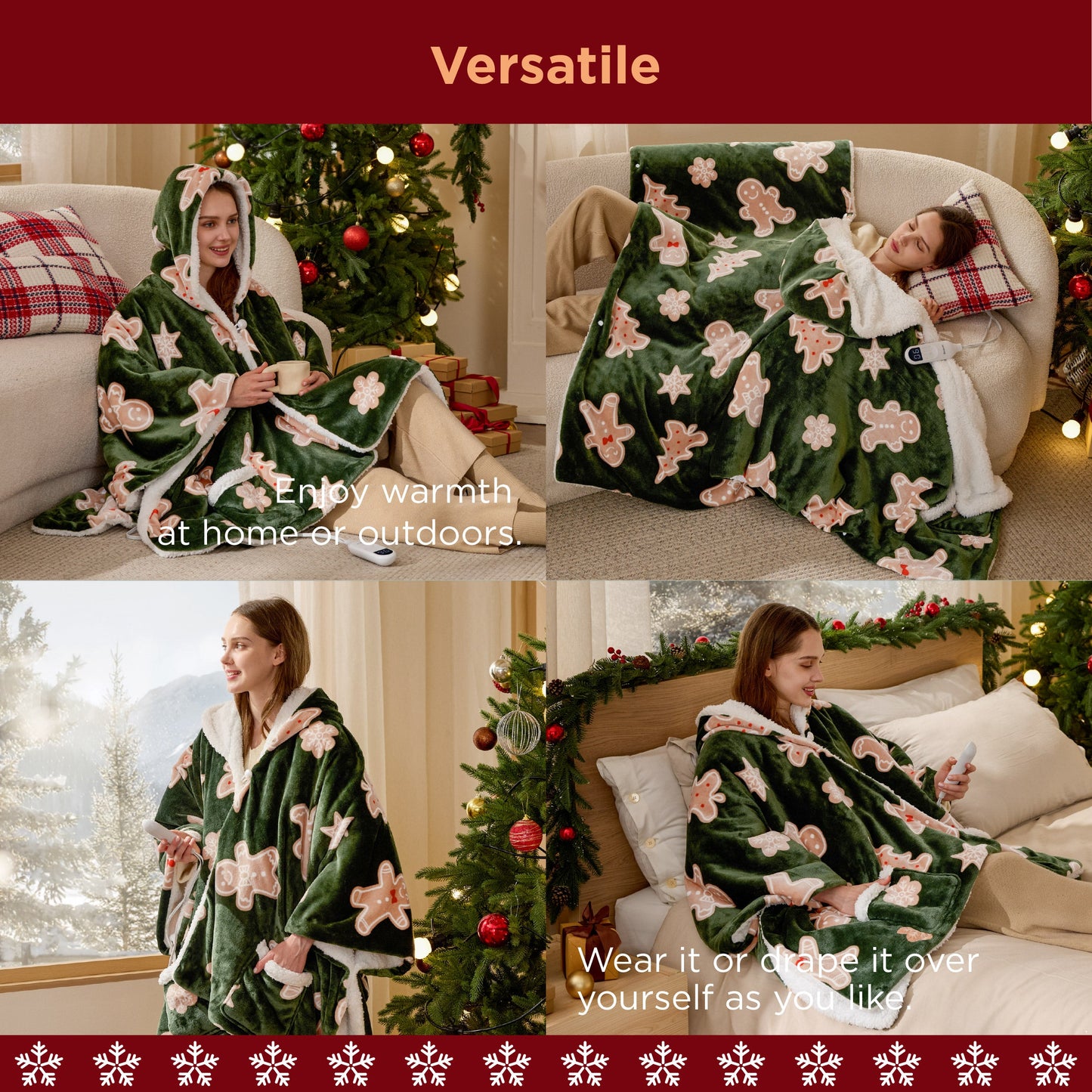 GentleSoft® Heated Sherpa Fleece Blanket Hoodie