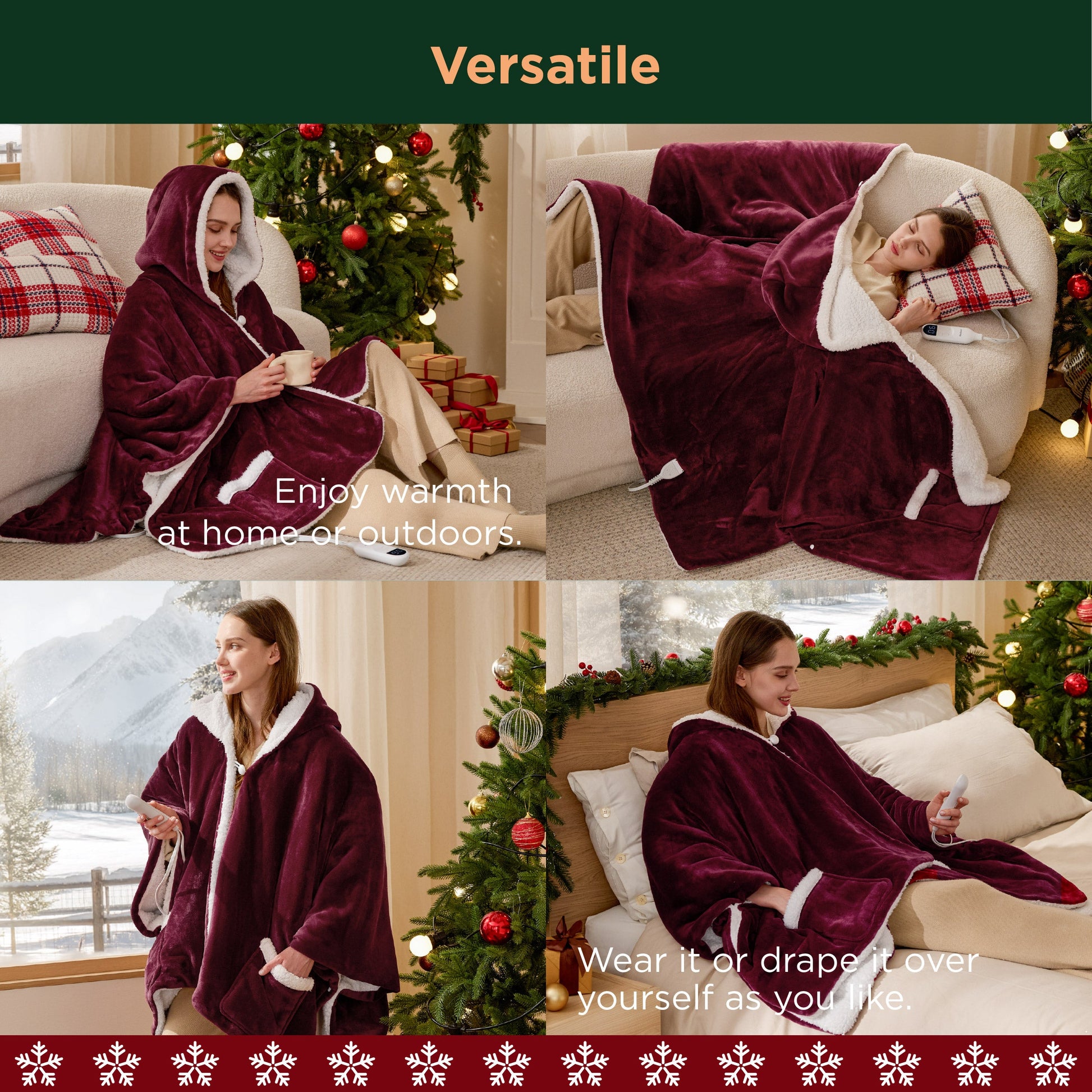 GentleSoft® Heated Sherpa Fleece Blanket Hoodie