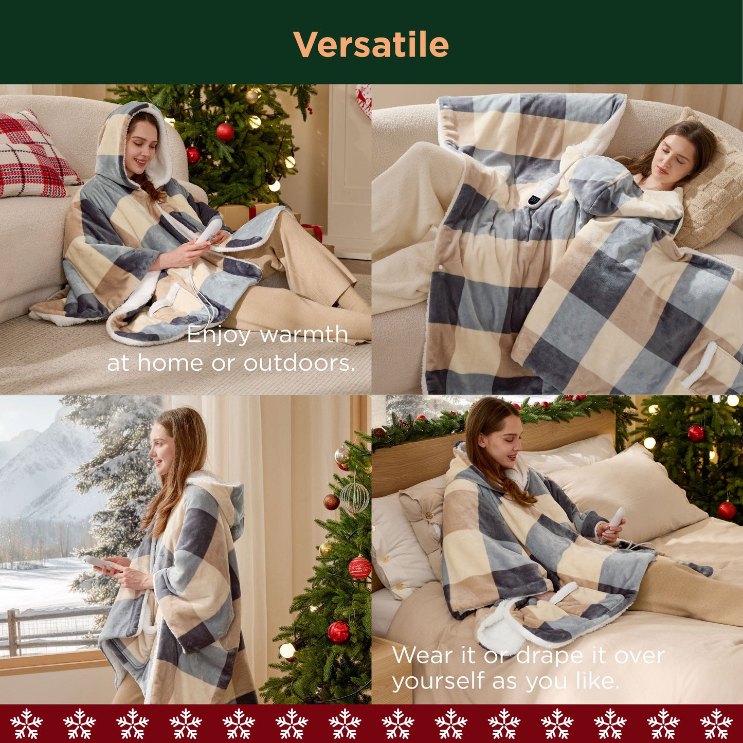 GentleSoft® Heated Sherpa Fleece Blanket Hoodie