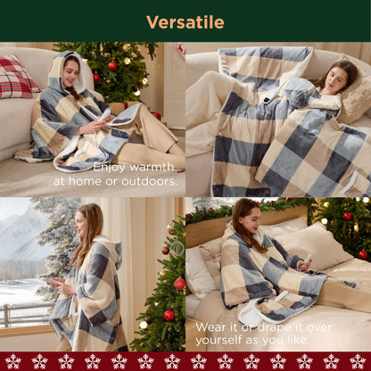 GentleSoft® Heated Sherpa Fleece Blanket Hoodie