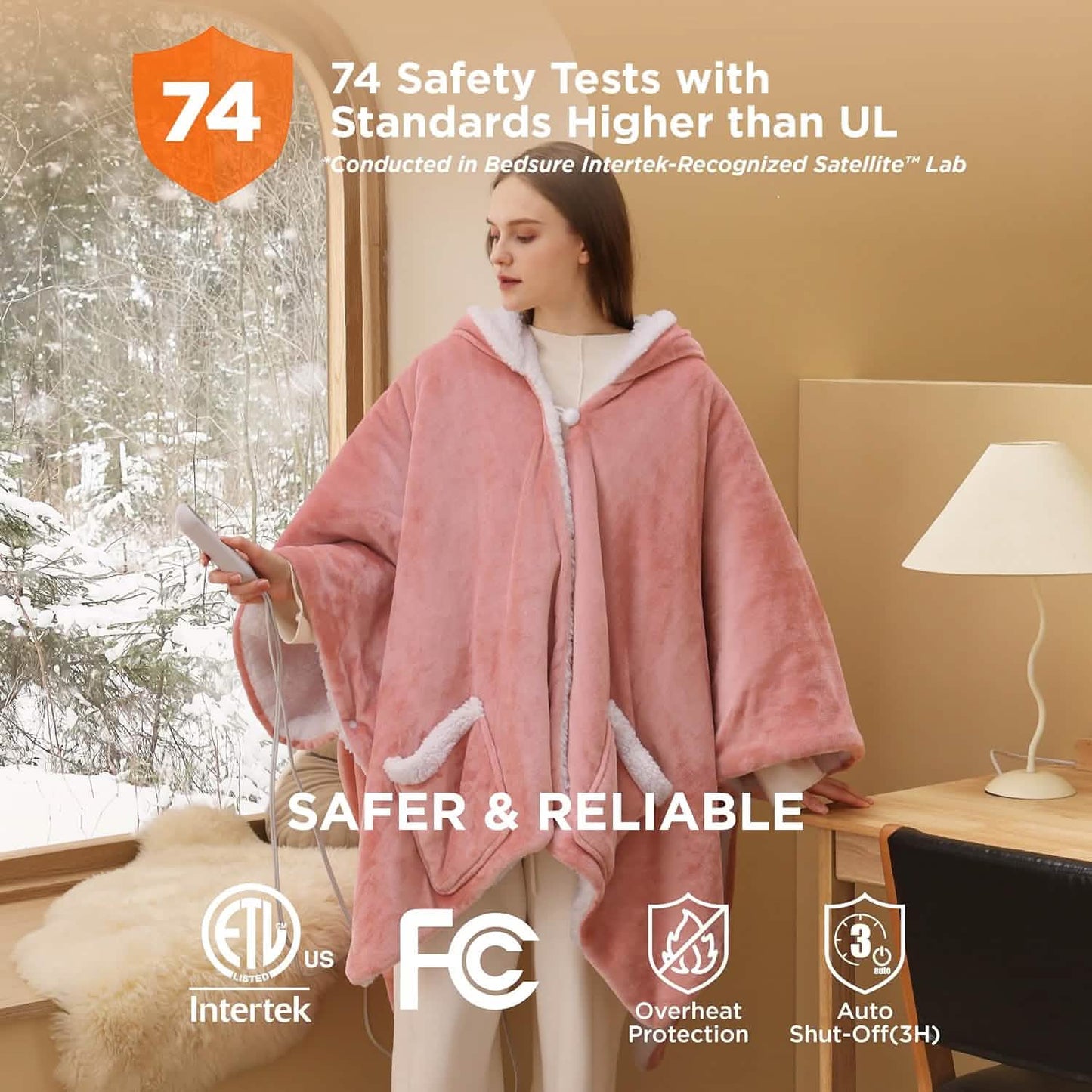 GentleSoft® Heated Sherpa Fleece Blanket Hoodie