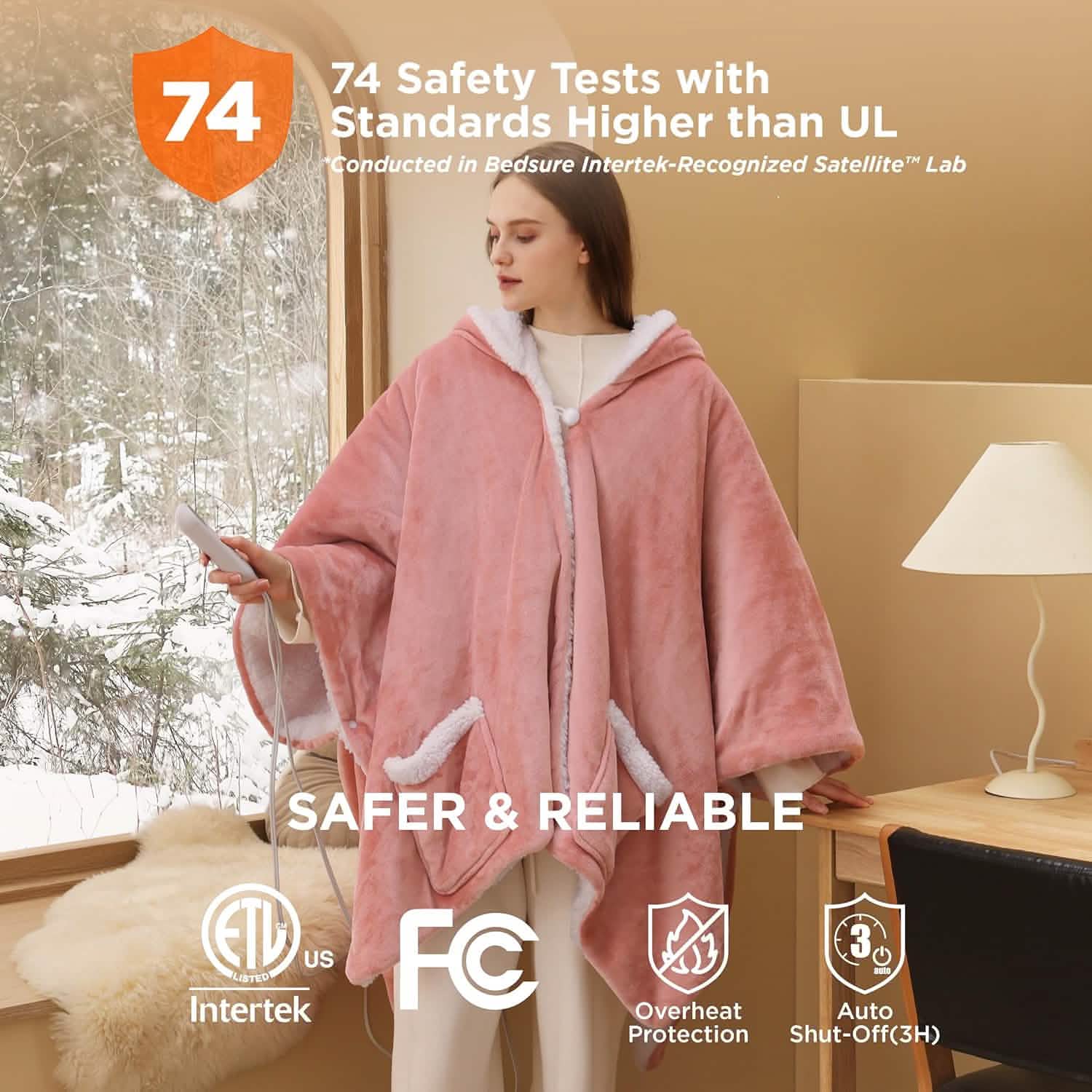 GentleSoft® Heated Sherpa Fleece Blanket Hoodie
