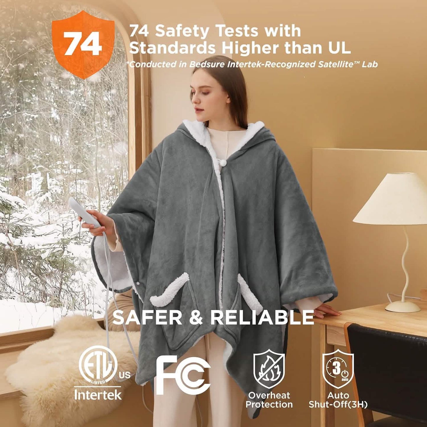 GentleSoft® Heated Sherpa Fleece Blanket Hoodie