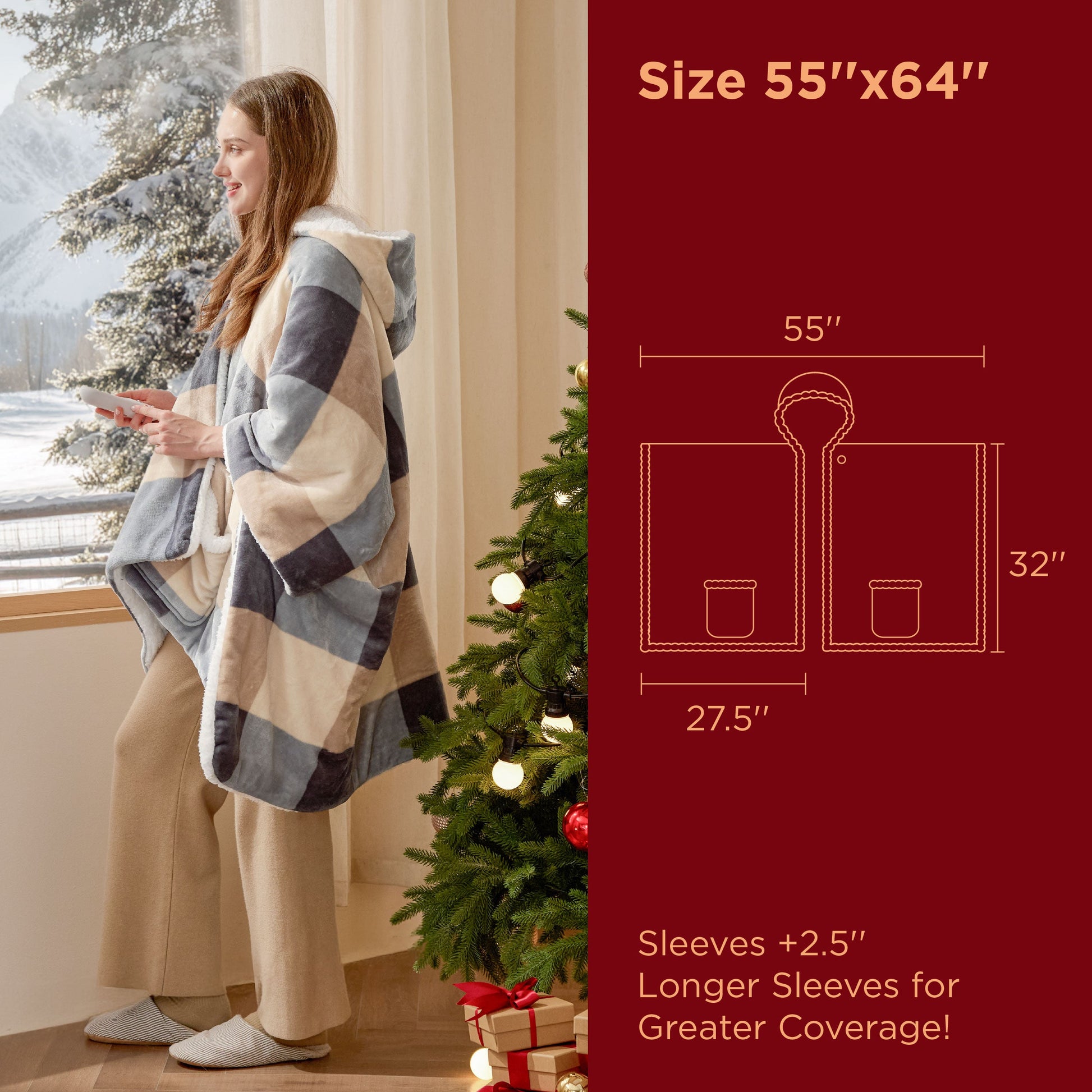 GentleSoft® Heated Sherpa Fleece Blanket Hoodie