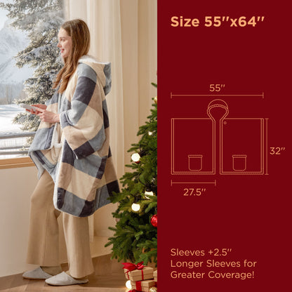GentleSoft® Heated Sherpa Fleece Blanket Hoodie